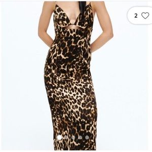 Zara Leopard Print Cut Out Dress NWT